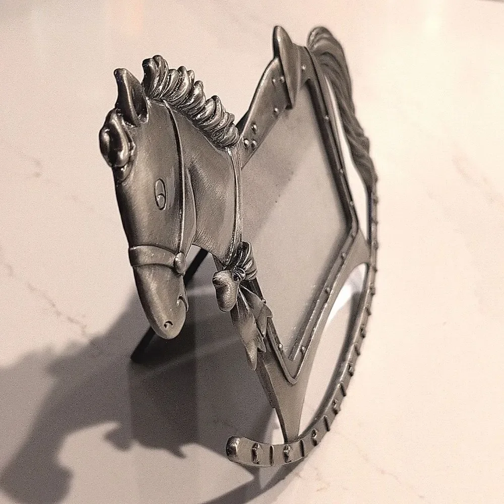 Silver Rocking Horse Picture Frame Holds 3